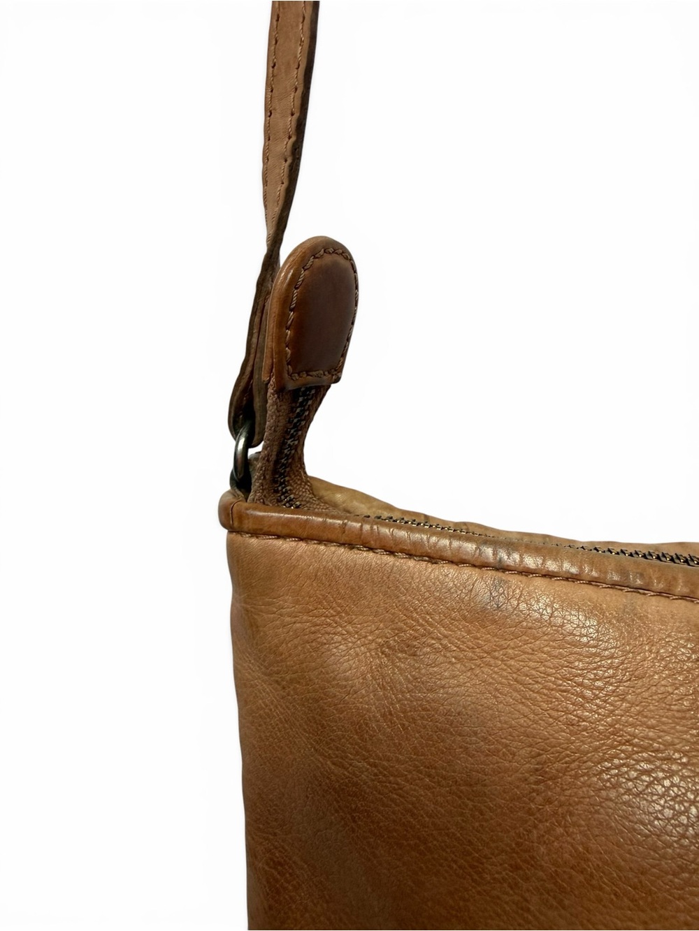 Woven Leather Crossbody Bag Tan Cognac Boho Minimalist Organizer - Picture 5 of 10